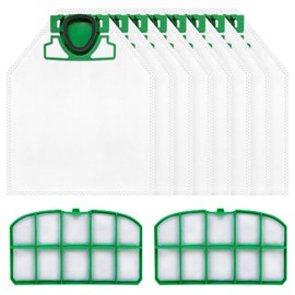 FERRGIA Dust Bag Filter Accessory Set for Vorwerk Kobold VK200 FP200,8 Microfibre Filter Bags + 2 HEPA Filters, High Performance Filter for Allergy Sufferers, Quick Replacement, Ideal for Pet Hair and