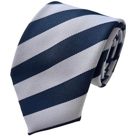 Great British Tie Club School Ties (23 Block Stripe Colour Variations) (White & Navy)