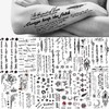TASROI 12 Sheets Black Inspired Quotes Temporary Tattoos For Women