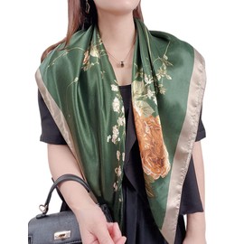 FAIRYGATE Silk Bandana Women Satin Green Scarf Neck Ladies Scarfs Head Hair Square Scarves Neckerchief Headwear Fashion Multifunctional Bandanas A2522