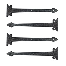 Adonai Hardware 13.90 Inch ''Agee'' Heavy Duty Aluminum Strap False or Faux or Dummy Hinge Front (4 Pack, Matte Black) for Vintage Barn Doors, Gates, Furniture, Garage, Shutters and Fences