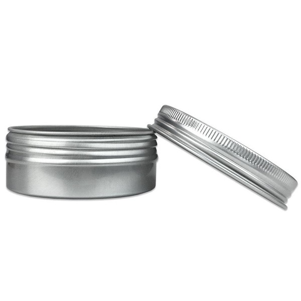 Aluminum Tin Jars, Cosmetic Sample Metal Tins Empty Container Bulk, Round Pot Screw Cap Lid, Small Ounce for Candle, Lip Balm, Salve, Make Up, Eye Shadow, Powder (6 Pack, 2 Oz/60ml)
