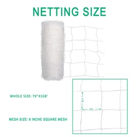 Heavy Duty Trellis Netting Roll - 79''x328' Plastic Plant Trellis Net for Climbing Plants