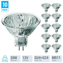 (Pack Of 10) 20MR11/FL - FTD-20 Watt - Flood- 12V - MR11 - GU4 2-Pin Base - Light Bulb With Lens - 20W MR11