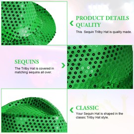 Aomig Men's Sequin Hat, Glitter Party Hats, Headwear, Adult Unisex Jester Cap, Retro Hat, Stage Hat, Club Style Party Hat for Disco, Glitter Costume Accessories, Costume Carnival Theme Party (Green)