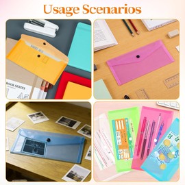 SEWACC 6 Carpetas de Plástico Transparente con Cierre a Presión, Carpetas Tipo sobre para La Escuela, El Hogar Y La Oficina, Organizador de Almacenamiento Tamaño Carta, Surtidos.