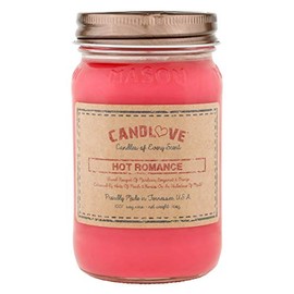 Candlove Scented 16oz Mason Jar Candle 100% Soy Made in The USA (Hot Romance)