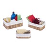 Relaxdays Set of 3 Bamboo Storage Baskets with Fabric Cover,