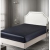 Silky Satin Fitted Sheet Classic Luxury Silky Soft Plain (Black,