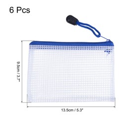 MECCANIXITY Mesh Zipper Bags, B8 Size File Document Pockets Bill Pouch Folders for Office Home Supply, White Pack of 6