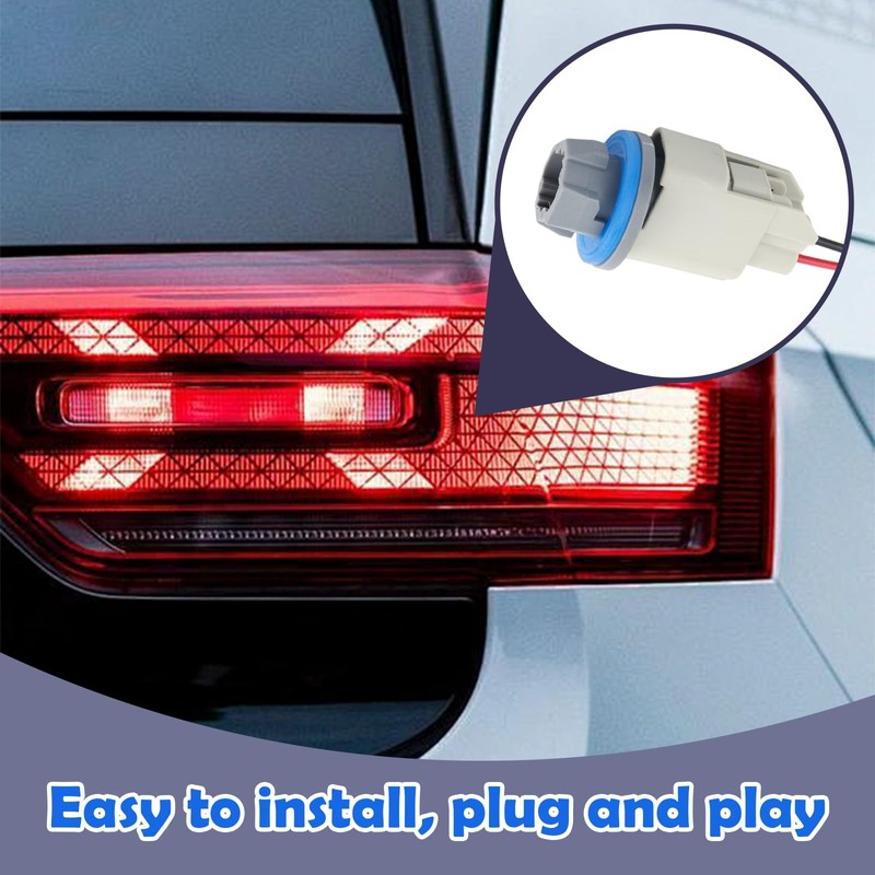 2PCS Rear License Plate Light Socket with Harness & 4PCS