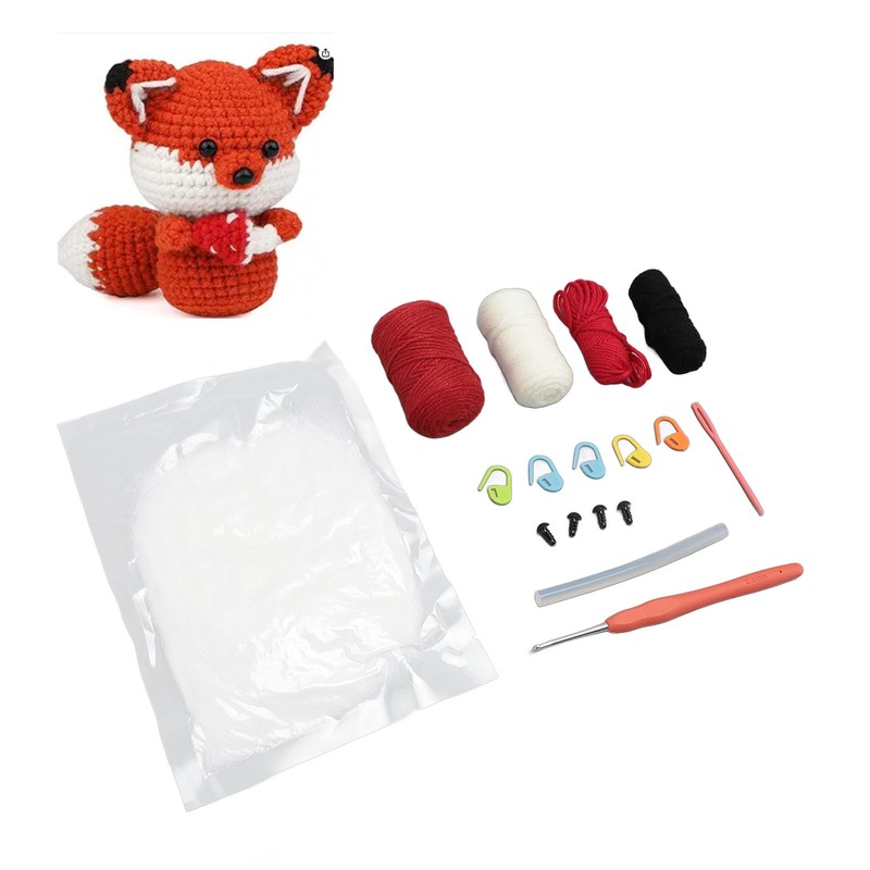 Animal Crochet Kit DIY Hand Knitted Ornament Cute Fox Doll