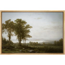 MUDECOR Framed Canvas Print Wall Art Idyllic Countryside Landscape Illustrations Realism Decorative Earth for Living Room, Bedroom, Office - 24"x36" Natural