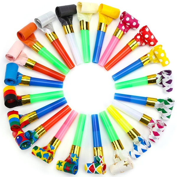 Koogel 100 Pcs Party Blower, Colorful Birthday Noisemakers Birthday Blow Horns Party Whistles New Years Party Noisemakers Whistles Party Blowouts Party Favors Noise Makers