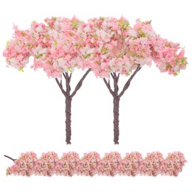 HOLIDYOYO 10pcs Miniature Flower Tree Model Cherry Blossom Trees Mini Fake Trees Model Trees Scenery Railroad Scene