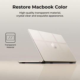 EooCoo Case Compatible with MacBook Air M4 M3 M2 13 Inch 2025 2024 2022 (A3240 A3113 A2681) with Touch ID, Ultra Thin Hard Case Protective Snap Case Transparent Cover for Mac 13.6 - Crystal Light