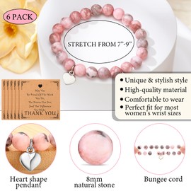 Tondiamo 6 Sets Thank You Gifts for Coworker Include 6 Natural Stone Bracelets 6 Cards 6 Canvas Makeup Bags May You Be Proud of the Work Employee Volunteer Nurse Week Appreciation