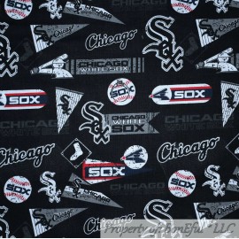 Fabric Traditions BonEful FABRIC FQ Cotton Quilt Black Red B&W Chicago White Sox Baseball NLB USA