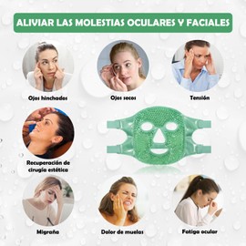 Máscara de Hielo, Máscara de Gel Frio Adecuadas para Ojos Hinchados/Ojeras/Migraña/Alivio del Estrés, Antifaz para Dormir Fria y Caliente con Respaldo de Felpa Suave, Regalo de San Valentín(Verde）