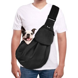 SlowTon Pet Carrier, Doggie Cat Hand Free Sling Carry Dog Papoose Carrie Adjustable Padded Shoulder Strap Tote Bag with Front Pocket Safety Belt Outdoor Travel Puppy Carrying for Walking Subway