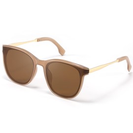 kunchu Sunglasses Women's Large Glasses Women Retro Square Trend Classic UV400 Protection Ultralight Round, brown