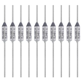 ALLECIN 10PCS 184 Degrees Celsius Thermal Fuse 10A 250V AEC184E Temperature Fuses Cutoffs 10Amp 250Volt 184℃ Fusible
