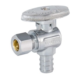 Eastman SpeedFlex Quarter-Turn Angle Stop Valve, 3/8 Inch OD Compression x 1/2 Inch Crimp PEX, Chrome Plated, 10727LF