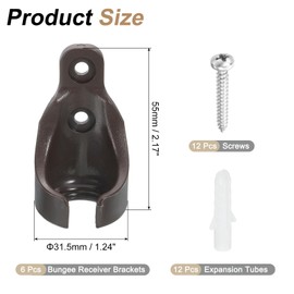 sourcing map 6Pcs Bungee Ball Receivers Brackets, Universal Blinds Bungee Cord Replacement Parts for Indoor/Outdoor Roller Sun Shade Tie Downs, Coffee