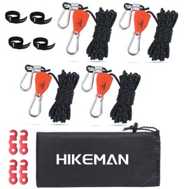 Tent Guy Ropes with pulley - 4mm Reflective Cord Tent Guide Rope with Aluminum Adjuster for Outdoor Camping Hiking Awning Tents (4PCS-Black)