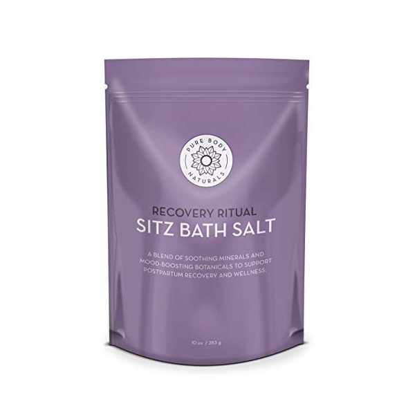 Sitz Bath Salt – Postpartum Care and Hemorrhoid Treatment – Natural Sitz Bath Soak with Epsom Salt, Dead Sea Salt, Essential Oil for Self Care and Hemmoroid Treatment, 10 ounces by Pure Body Naturals