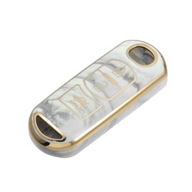 VekAuto Key Fob Cover Compatible for Mazda CX-3 CX-4, 3 Button Porcelain Pattern Fashion Soft TPU Gray Remote Keyless Smart Key Fob Case Protection Shell