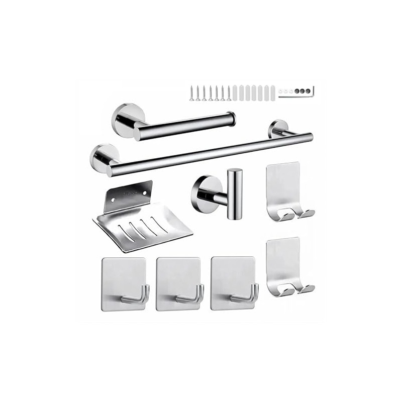 9 Piezas Juego Accesorios para Baños Toalleros Acero Inoxidable Acero