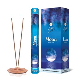 Flute Moon Premium Incense Sticks | 9" Inch Agarbatti Sticks with 40 Mins Burning time | Woody, Powdery, Floral, Fresh, Amber, Cologne Fragrance | 20 Sticks/Pack, 6 Packs/Box, 120 Sticks/Box