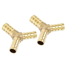 YOKIVE 2 Pcs Brass Reducing Hose Barb, Y Shaped 3 Way Joint Splicer Mender Fitting Union | Hose Fittings, Great for Water, Fuel (Brass, 1/2 x 5/16 x 5/16-Inch)