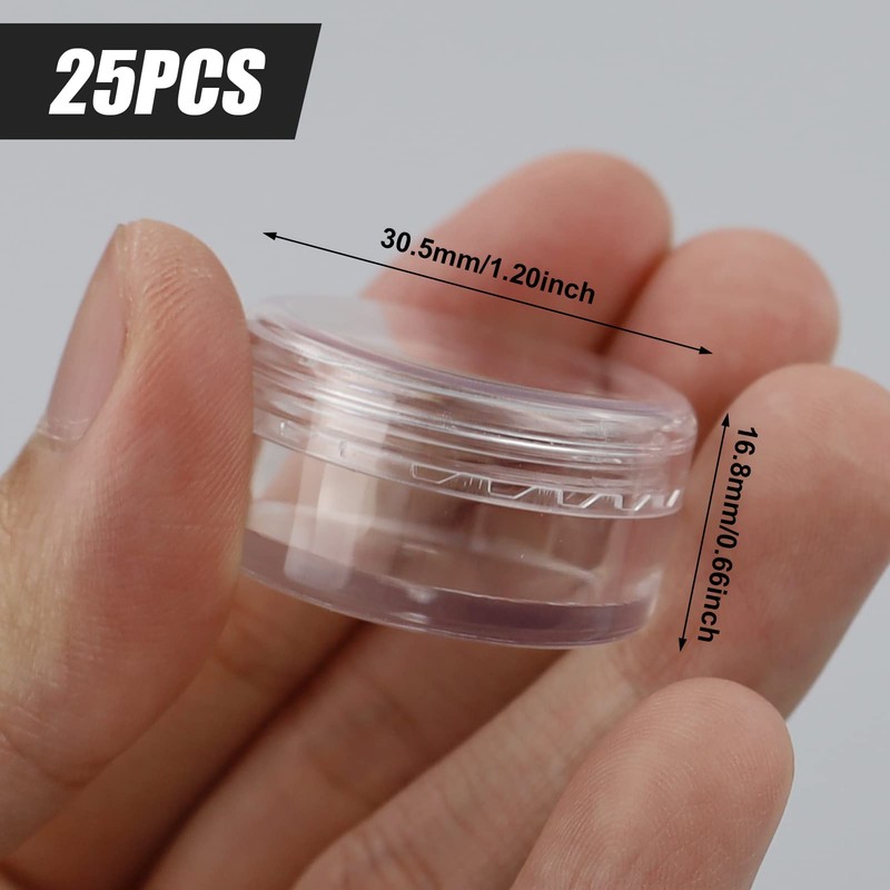 25 Pcs Empty Plastic Cosmetic Jars, 5ml Sample Pots Bottles