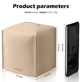Tissue Box Cover, Tclouda, Modern PU Leather Square Tissue Box Holder for Creative Decorative, 4 Pack, Ideal for Bathrooms/Office/Car/Nightstand/Outdoor Tent, 5"X5"X5", White&Beige&Gray&Claybank