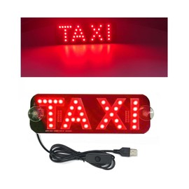 NBWDY Led Light Signs for Car,Red Taxi Sign for Car Windshield,Bright Red Glow LED Signs Decal Stickers with Suction Cups Hook on Window,USB Plug
