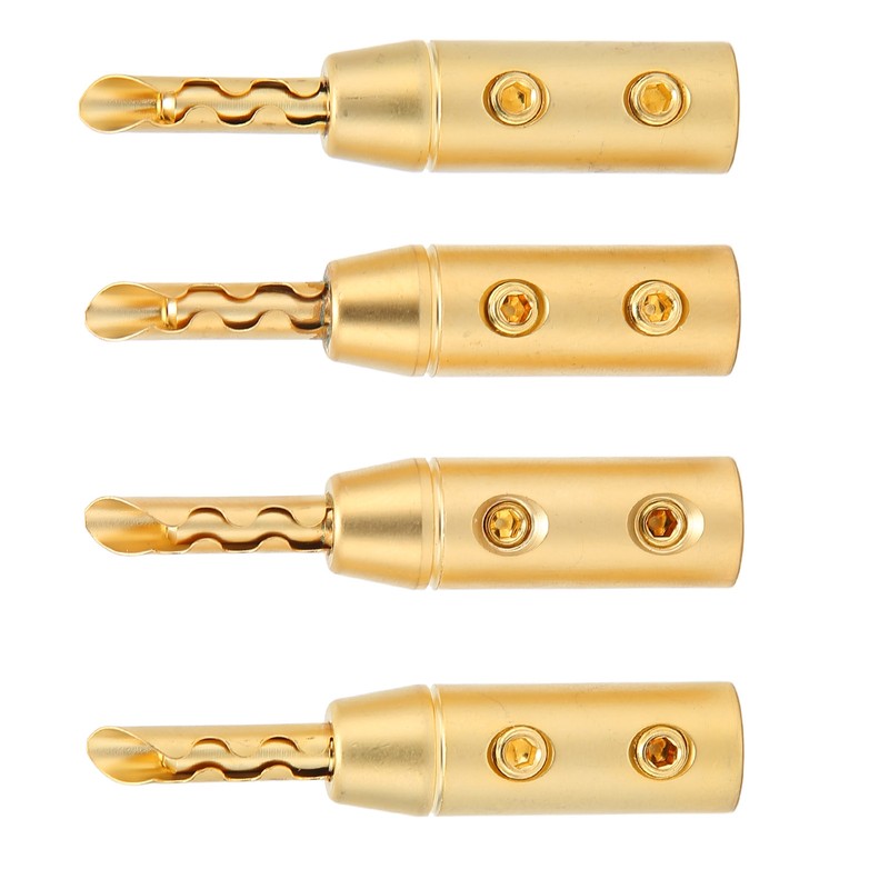 4pcs BFA Banana Plug Brass Gold Plated Open Screw Speaker