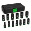 EMENTOL 3/8" Drive Impact Socket Set, Semi-Deep Sockets, 13 Pieces,