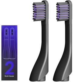 Electric Toothbrush Replacement Heads 2-Pack, Curved Soft Bristles, No Silicone, Gum Care, Compact for Travel, Precision Fit for Upplang S1 (Gray, Medium)