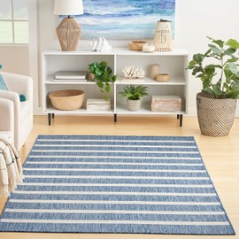 Nourison Positano Indoor/Outdoor Navy Ivory 7' x 10' Area Rug, Easy Cleaning, Non Shedding, Bed Room, Living Room, Dining Room, Deck, Backyard, Patio (7x10)