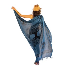 NELUHA Women's Sarong Scarf with Sarong Holder Pareo Wrap Towel Dress Wrap Skirt Women's Beach Towel XXL Cloth Men Pareo Women's Beach Towel Women, Tree Blue