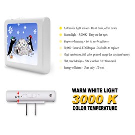 Plug in Dimmable LED Night Light with Dusk to Dawn Auto Sensor, Adjustable Brightness, Warm Light, Auto On-Off Nightlight for Bathroom, Hallway, Nursery, Bedrooms - Penguin Igloo