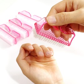 SQULIGT 4Pcs Nail Brushes for Cleaning Fingernails, Handle Grip Nail Scrubber Brush, Manicure Tools Scrub Brushes Kit, Toenail Brush To Clean Under Nails Pedicure Foot Small Brush Women Men (Pink)