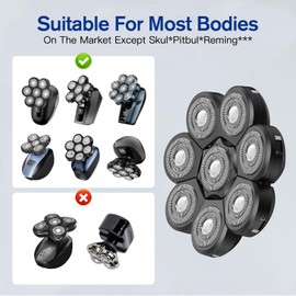 Mr.wintek Head Shaver Replacement Heads for Electric Bald Shaver for Men (8D Black)