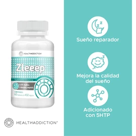 HEALTHADDICTION - Zleep – Fórmula Avanzada de Soporte al Sueño con L-Teanina, Pasiflora, Magnesio y 5HTP, 60 Cápsulas de 450mg - Sueño Profundo y Reparador