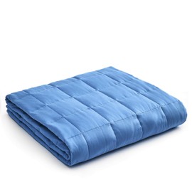 YnM Weighted Blanket — Heavy 100% Oeko-Tex Certified Cotton Material with Premium Glass Beads (Monaco Blue, 48''x72'' 15lbs), Suit for One Person(~140lb) Use on Twin/Full Bed