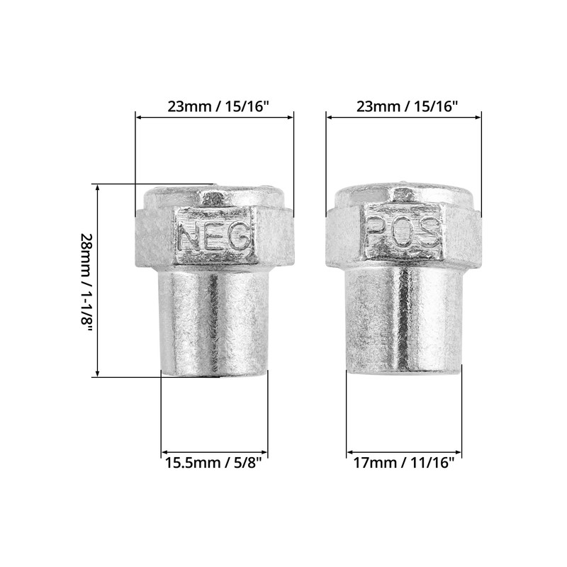 QWORK Car Positive Negative Battery Post Terminal, 4 Pair Zinc