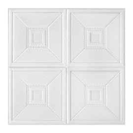 Nuanchu 16 Pcs 27.5 x 27.5 Inch Foam Ceiling Tiles Covered 84.03 Sq. ft, Self-Adhesive Ceiling Cover, Peel and Stick Wall Panel, Waterproof Wallpaper DIY for Bedroom, Home Decor(Greek Key)