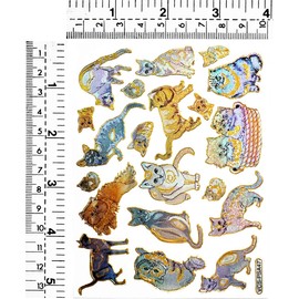 Stickers Glitter Pack 10 Sheets Persian Cat Japan Cute Animal Cartoon Stickers Art Decal Label Craft DIY Decoration Scrapbook Book Album Diary Card Birthday for Kid and Adult (01)